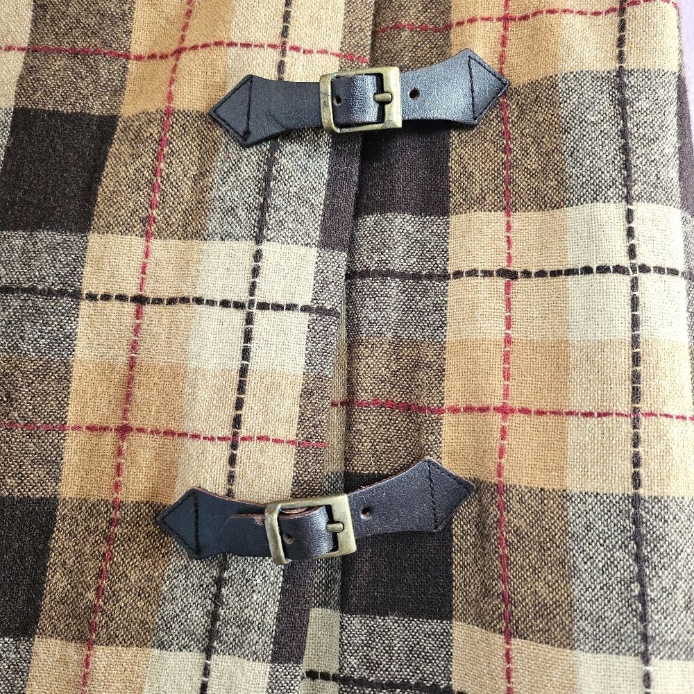 Rena Rowan Vintage Wool Blend Plaid Western Cabincore Buckled Wrap Midi Skirt - Picture 6 of 13